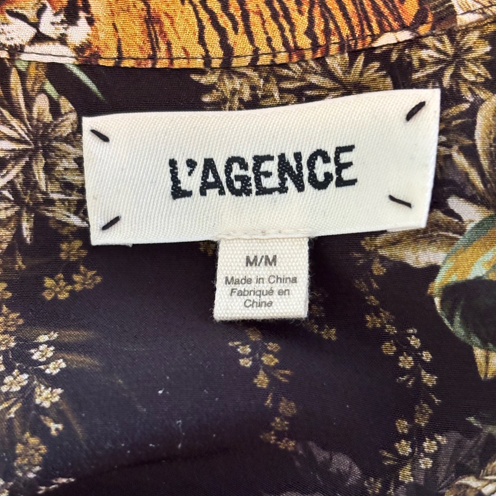 L’Agence black Safari Print Tie-Waist Women's Maxi Dress - Picture 3 of 13